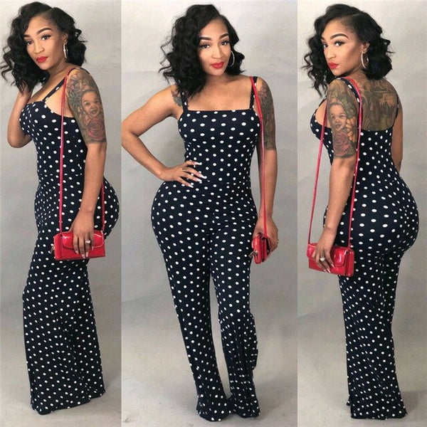 2019 Women Ladies Clubwear Summer Playsuit Jumpsuit Romper Long Pants Polka Dots Party Trousers Plus Size