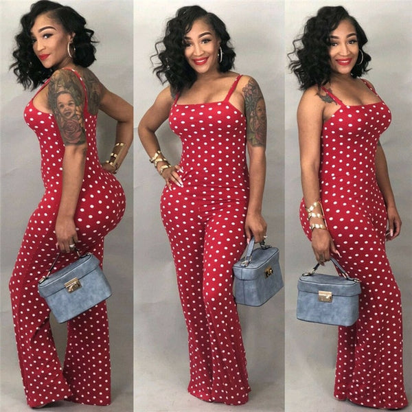 2019 Women Ladies Clubwear Summer Playsuit Jumpsuit Romper Long Pants Polka Dots Party Trousers Plus Size