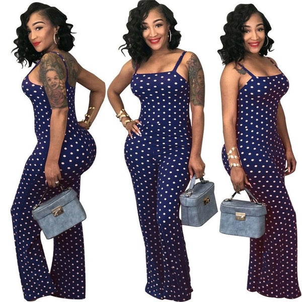 2019 Women Ladies Clubwear Summer Playsuit Jumpsuit Romper Long Pants Polka Dots Party Trousers Plus Size