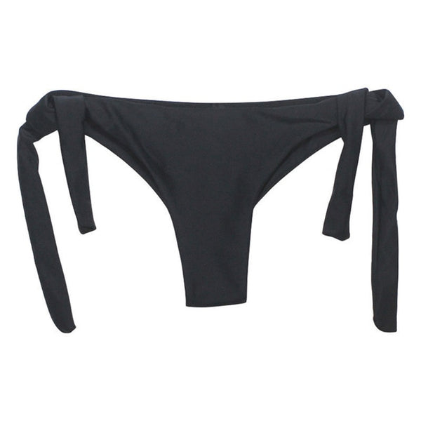 2019 Sexy Solid Thong Bikini Brazilian Cut Swimwear Women Bottom Adjustable Briefs Swimsuit Panties Underwear Thong Bathing Suit