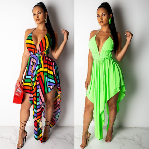 2019 New Women Summer Maxi Dress Sexy Strappy Backless Slim Fit Flare Dresses Women Boho Print  Beach Party Club Dresss Vestidos