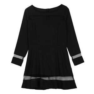 Fashion Women Bodycon Full Sleeve Black Mini Straight Dresss